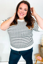 Load image into Gallery viewer, You&#39;ve Got This Ivory &amp; Black Wavy Stripe Pattern Sweater Top
