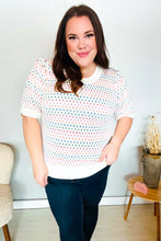 Load image into Gallery viewer, Spread Joy Ivory &amp; Multicolor Jacquard Bubble Sleeve Sweater
