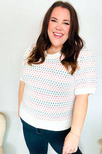 Load image into Gallery viewer, Spread Joy Ivory &amp; Multicolor Jacquard Bubble Sleeve Sweater
