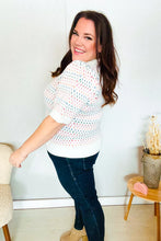 Load image into Gallery viewer, Spread Joy Ivory &amp; Multicolor Jacquard Bubble Sleeve Sweater
