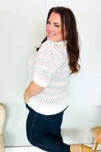 Load image into Gallery viewer, Spread Joy Ivory &amp; Multicolor Jacquard Bubble Sleeve Sweater
