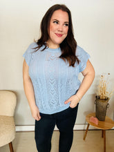 Load image into Gallery viewer, The Perfect Find Dolman Short Sleeve Crochet Sweater Top in Sky Blue
