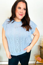 Load image into Gallery viewer, The Perfect Find Dolman Short Sleeve Crochet Sweater Top in Sky Blue
