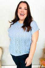 Load image into Gallery viewer, The Perfect Find Dolman Short Sleeve Crochet Sweater Top in Sky Blue
