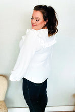 Load image into Gallery viewer, Eyes On You Ivory Ribbon Tie Bow Square Neck Ruffle Bubble Sleeve Blouse
