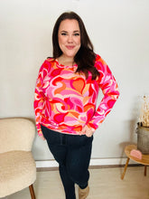 Load image into Gallery viewer, Find Love Red/Pink Fitted Floral Print Buttery Soft Knit Top
