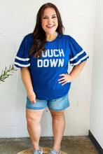 Load image into Gallery viewer, Stand Out &quot;TOUCHDOWN&quot; Sequin Bubble Sleeve Game Day Top in Blue
