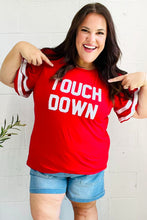 Load image into Gallery viewer, Stand Out  &quot;TOUCHDOWN&quot; Sequin Bubble Sleeve Game Day Top in Red
