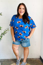 Load image into Gallery viewer, Game Day Football Print Knit Top in Blue
