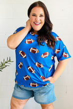 Load image into Gallery viewer, Game Day Football Print Knit Top in Blue
