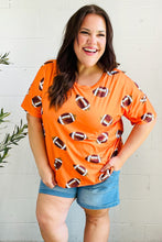 Load image into Gallery viewer, Game Day Football Print Knit Top in Orange
