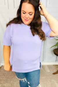 Perfectly Poised Cut Edge French Terry Top in Lilac