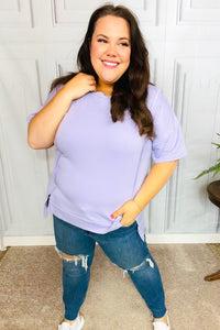 Perfectly Poised Cut Edge French Terry Top in Lilac