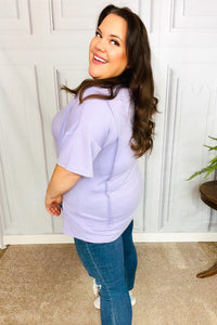 Perfectly Poised Cut Edge French Terry Top in Lilac