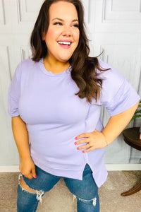 Perfectly Poised Cut Edge French Terry Top in Lilac