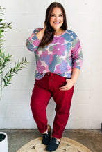 Load image into Gallery viewer, Beautiful You Magenta Floral Vintage Two Tone Knit Top
