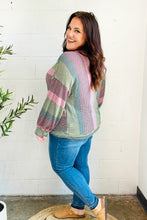 Load image into Gallery viewer, Classic Chic Olive &amp; Burgundy Striped Textured Knit Top
