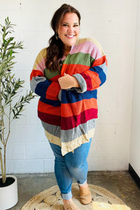 Fall Ready Multicolor Striped Slouchy Open Cardigan