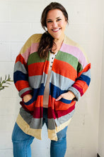 Load image into Gallery viewer, Fall Ready Multicolor Striped Slouchy Open Cardigan
