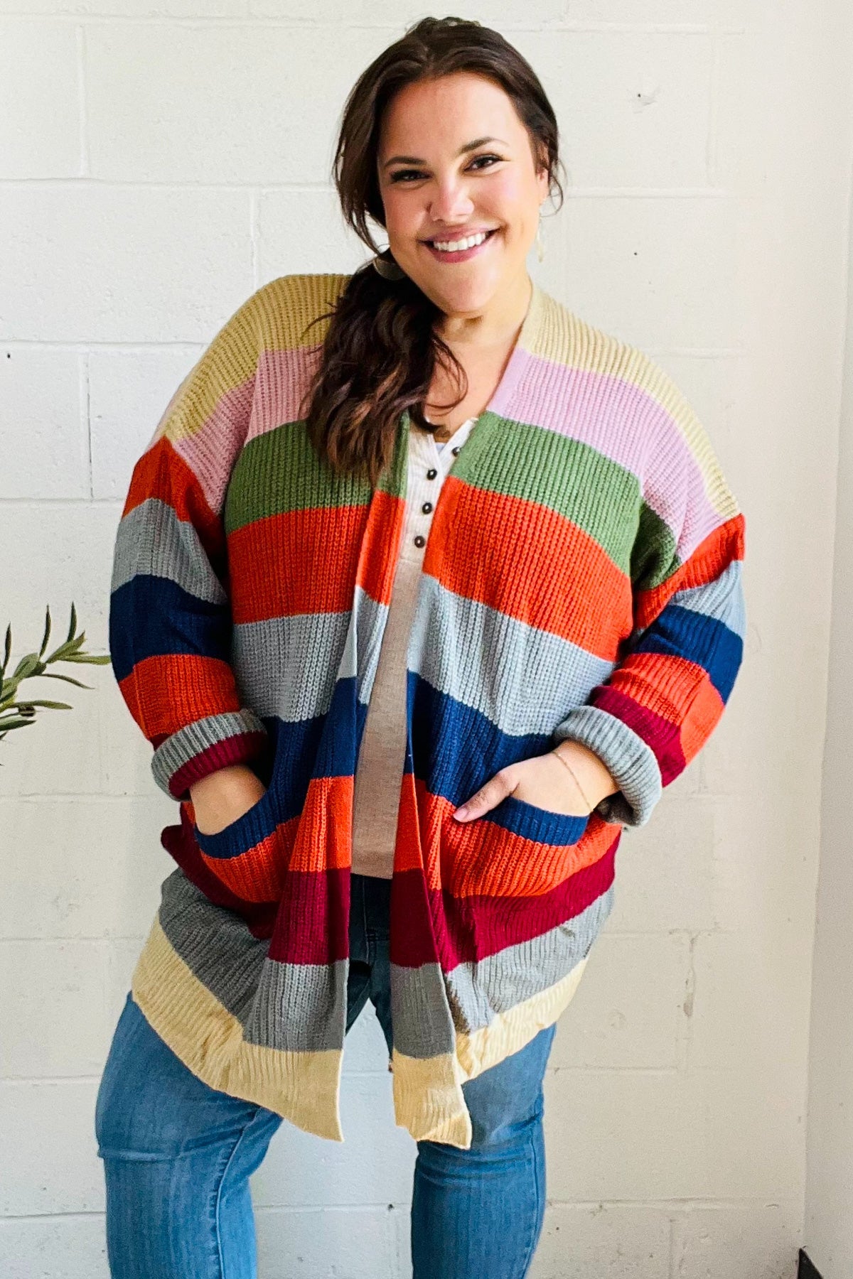 Fall Ready Multicolor Striped Slouchy Open Cardigan