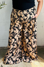 Load image into Gallery viewer, Fall Vibes Black Paisley Print Smocked Waist Palazzo Pants
