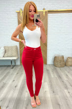 Load image into Gallery viewer, Ruby High Rise Control Top Garment Dyed Skinny Jeans in Red by Judy Blue
