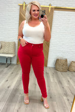 Load image into Gallery viewer, Ruby High Rise Control Top Garment Dyed Skinny Jeans in Red by Judy Blue
