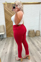 Load image into Gallery viewer, Ruby High Rise Control Top Garment Dyed Skinny Jeans in Red by Judy Blue
