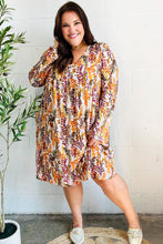 Load image into Gallery viewer, Diva Dreams Taupe Floral Long Sleeve Babydoll V Neck Dress
