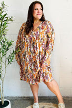 Load image into Gallery viewer, Diva Dreams Taupe Floral Long Sleeve Babydoll V Neck Dress
