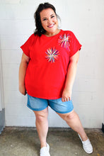 Load image into Gallery viewer, Light Me Up Sequin Firework Dolman Top in Red

