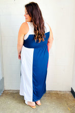 Load image into Gallery viewer, Patriotic Color Block Fit &amp; Flare Maxi Dress
