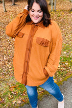 Load image into Gallery viewer, Rust Waffle Button Down Oversized Shacket
