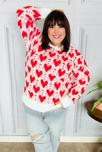 Load image into Gallery viewer, True Hearts Ivory &amp; Red Heart Oversized Sweater
