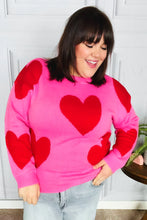 Load image into Gallery viewer, Cupid&#39;s Arrow Pink &amp; Red Heart Jacquard Sweater
