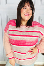 Load image into Gallery viewer, On The Chase Pink &amp; Coral Striped Knit Sweater
