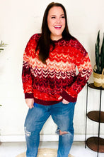 Load image into Gallery viewer, Holiday Vibes Wine Cable Knit Print Hacci Knit Sweater
