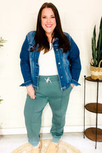 Load image into Gallery viewer, Knit Front Seam Sweatpants in Ash Jade
