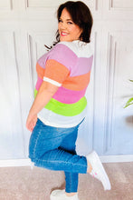 Load image into Gallery viewer, Get Started Lavender &amp; Orange Stripe Jacquard Sweater Top
