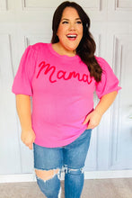 Load image into Gallery viewer, &quot;Mama&quot; Embroidery Puff Sleeve Sweater Top Pink
