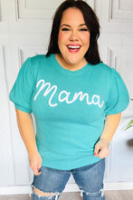 Load image into Gallery viewer, &quot;Mama&quot; Embroidery Pop-Up Puff Sleeve Sweater Top in Mint
