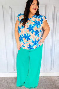 Just Dreaming Smocked Waist Palazzo Pants in Emerald