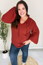 Load image into Gallery viewer, Feeling Femme Burgundy Frilled Edge V Neck Tie Top
