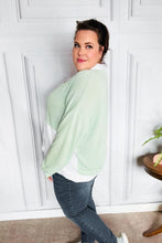Load image into Gallery viewer, Cozy Up Coral &amp; Sage Two Tone Jacquard Knit Color Block Cardigan
