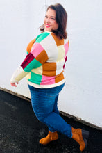 Load image into Gallery viewer, Adorable &amp; Cozy Ivory &amp; Camel Checker Jacquard Knit Sweater
