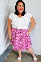 Load image into Gallery viewer, Fuchsia Leopard Two Fer Ruffle V Neck Woven Dress
