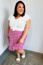Load image into Gallery viewer, Fuchsia Leopard Two Fer Ruffle V Neck Woven Dress
