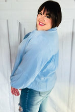 Load image into Gallery viewer, All Of Me Collared Notched Neckline Cotton Top in Blue
