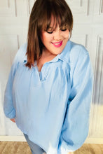 Load image into Gallery viewer, All Of Me Collared Notched Neckline Cotton Top in Blue
