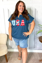 Load image into Gallery viewer, USA Navy Patch Notched Neck Dolman Top
